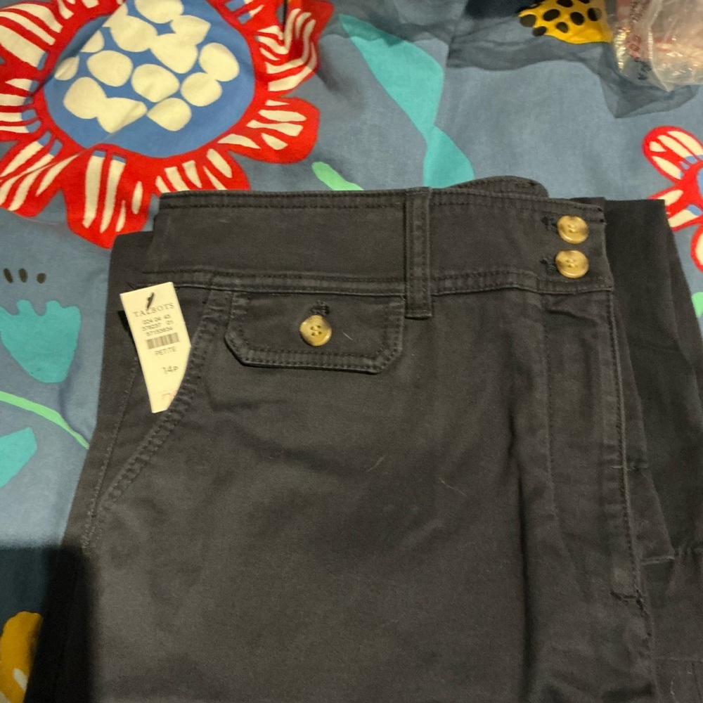 Stylish Dark Navy Pants with Button Detail